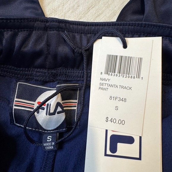 FILA Settanta Track Pant Kids Small Navy Zip Ankle Side Stripe Athletic Sports - Picture 4 of 8